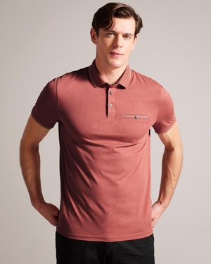 Polo Ted Baker Polo With Striped Details Rose Homme | NRL-46049414